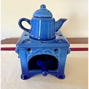 Blue Antique Country Kitchen Stove Oven Tea Light Essential Oil Warmer Diffuser